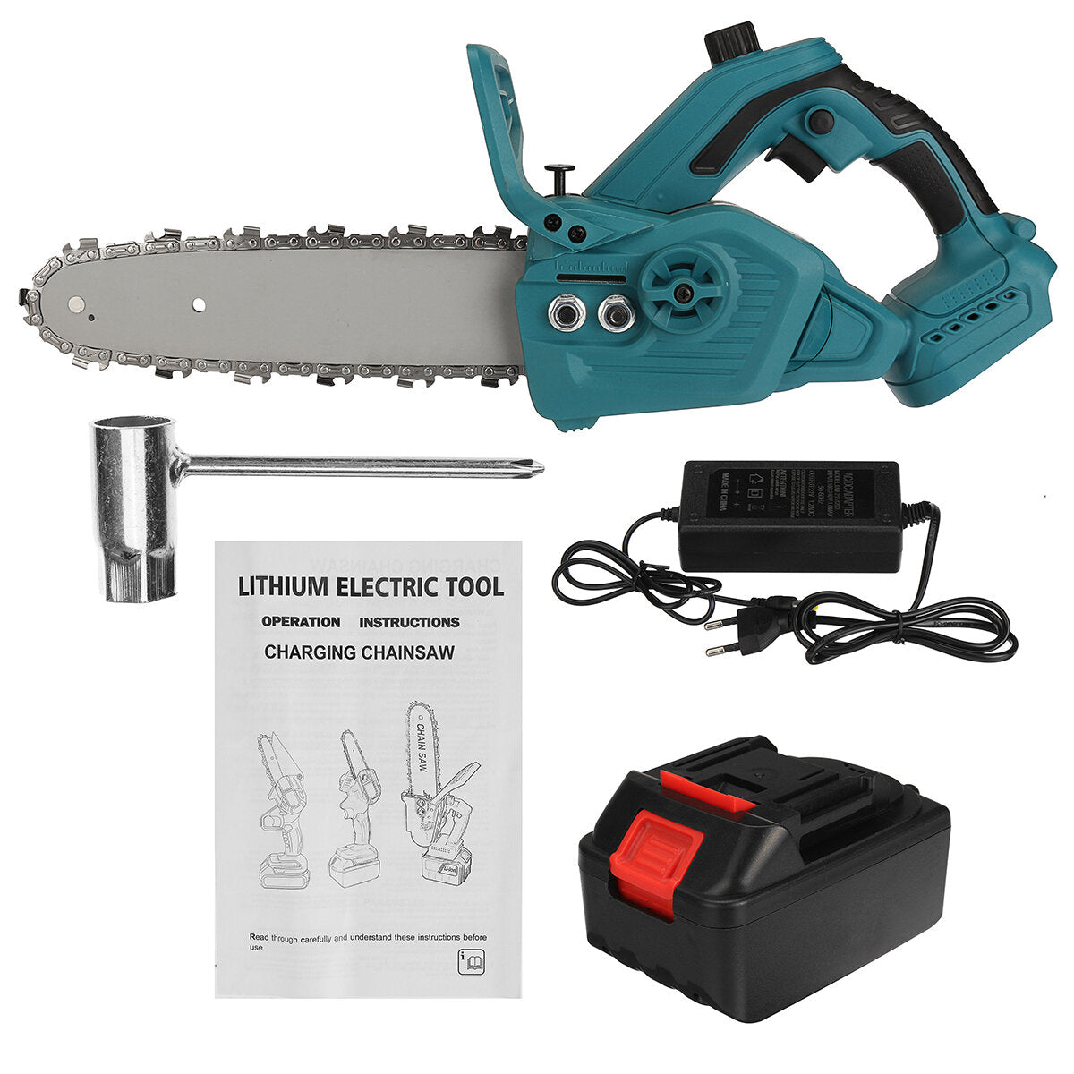 300W 10In One-hand Electric Rechargeable Chain Saw Cordless Chainsaw Wood Cutter Woodworking Tool