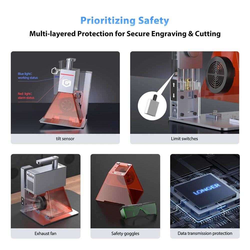 6W Portable Laser Engraver Ultra-Fast 5000mm/s Speed High Precision 0.05mm User-Friendly App Control Wood Metal Engraving