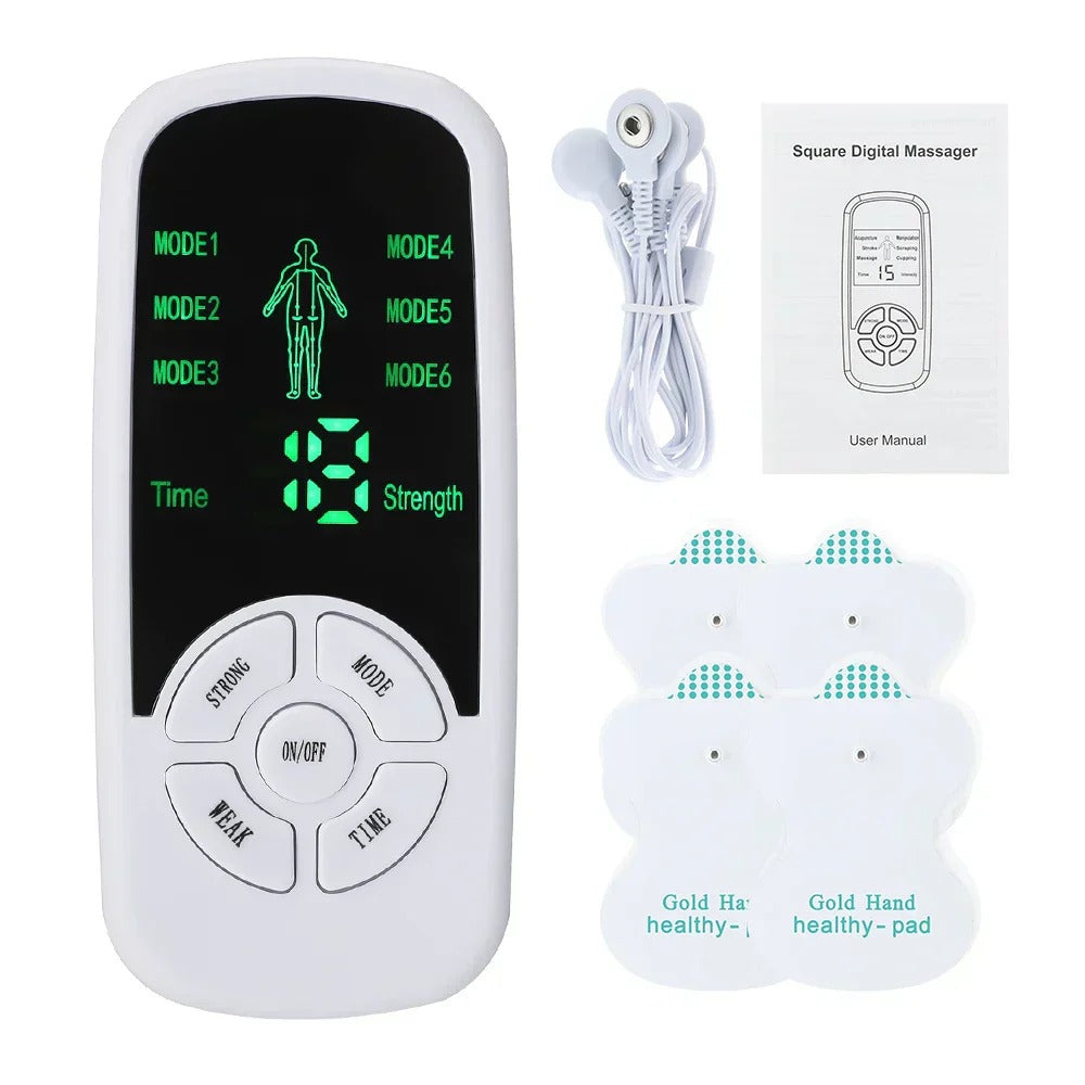 Portable Micro-Current Body Massager with 6 Modes, Adjustable Intensity, LCD Screen, Ideal for Travel and Relaxation