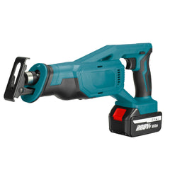 Cordless Reciprocating Saw Rechargeable Electric Recip Sabre Saw W/ 4pcs Blade & 2pcs Battery Wood Metal Plastic Sawing Tool
