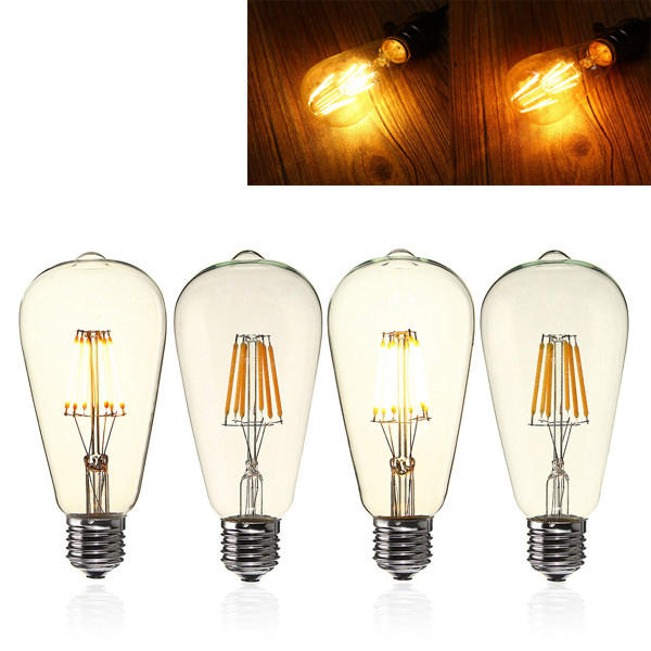 6W Clear Cover Dimmable Retro Vintage Filament LED Bulb Light Lamp AC110/220V