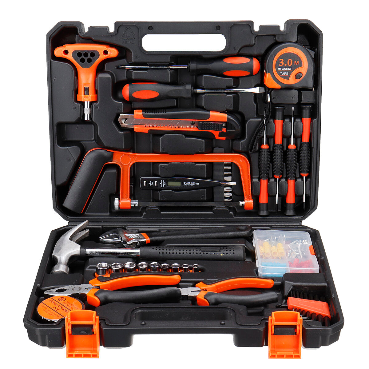 9/25/82/100 Pcs Household Repair Tool Kit Set Hammer Ruler Hand Tool Kit With Plastic Toolbox
