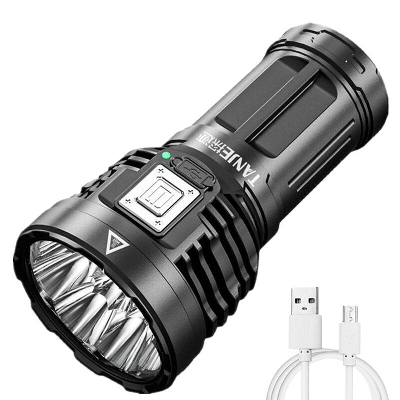 Super Bright Type-C Rechargeable ABS Housing Flashlight with 18650 Battery COB Side Light 500m Long Range Powerful LED Torch Camping Lantern
