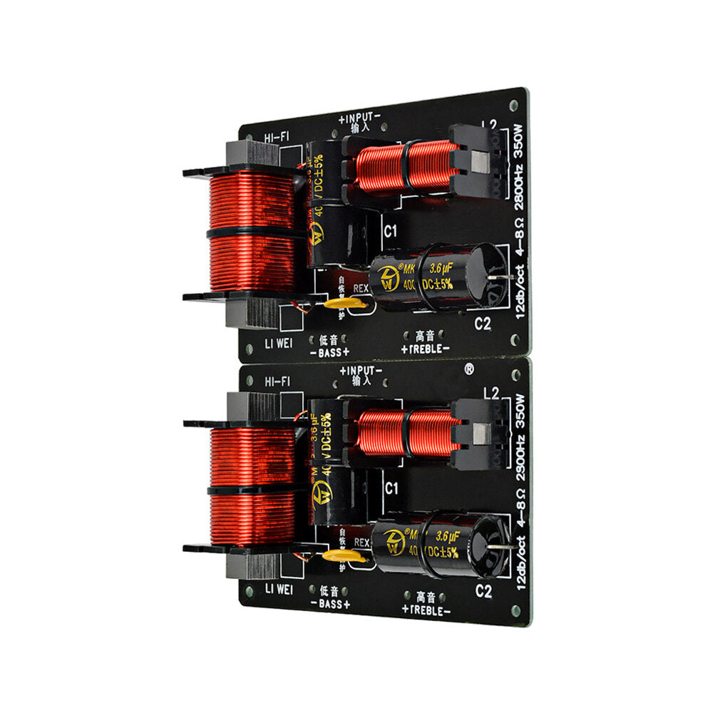 2Pcs 350W 2 Ways Crossover Audio Board Tweeter Bass Speaker Frequency Divider 2 Unit for 4-8Ohm DIY Speaker Filter 2800Hz