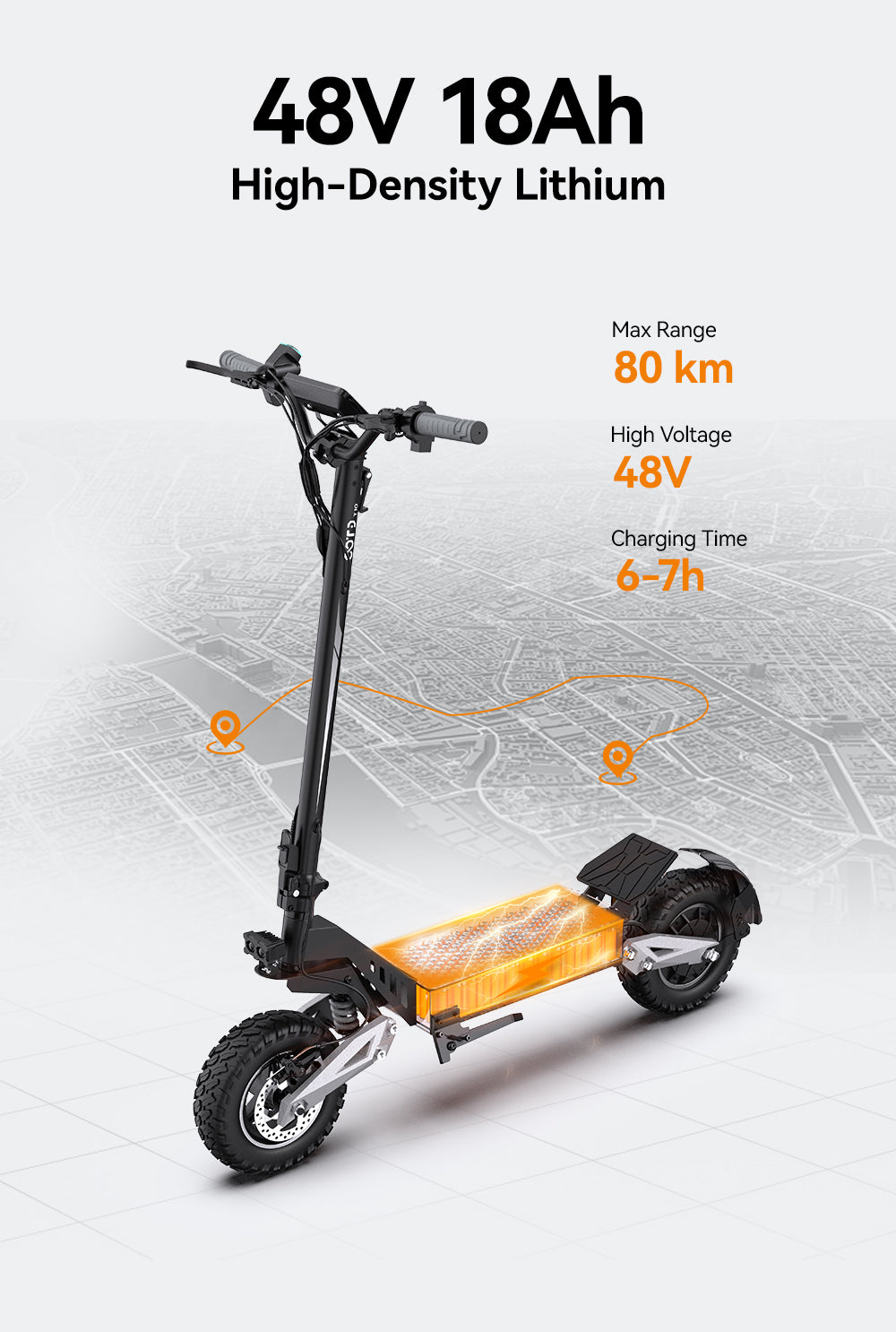 Electric Scooter 48V 18AH Battery 900W Motor Recommended Top Speed 25KM/H 11inches Tires 80KM Max Mileage 120KG Max Load Folding E-Scooter