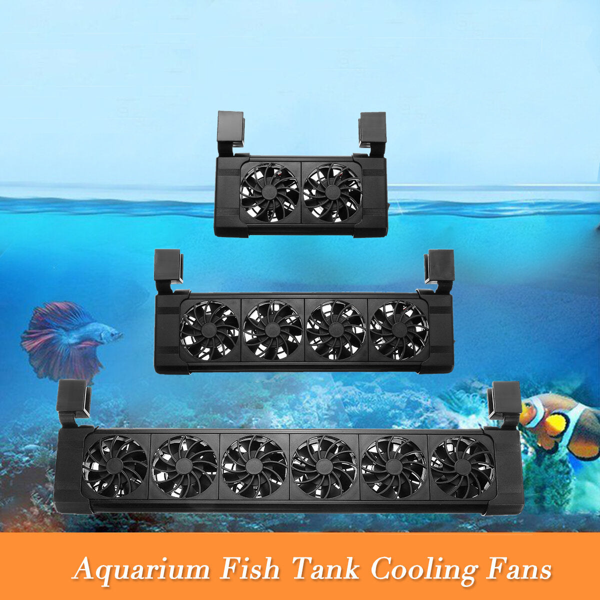2/3/4/5/6 Head Aquarium Cooling Fan Adjustable Submersible Cooler Fast Cooling Low Noise Angle Adjustable with Safety Net