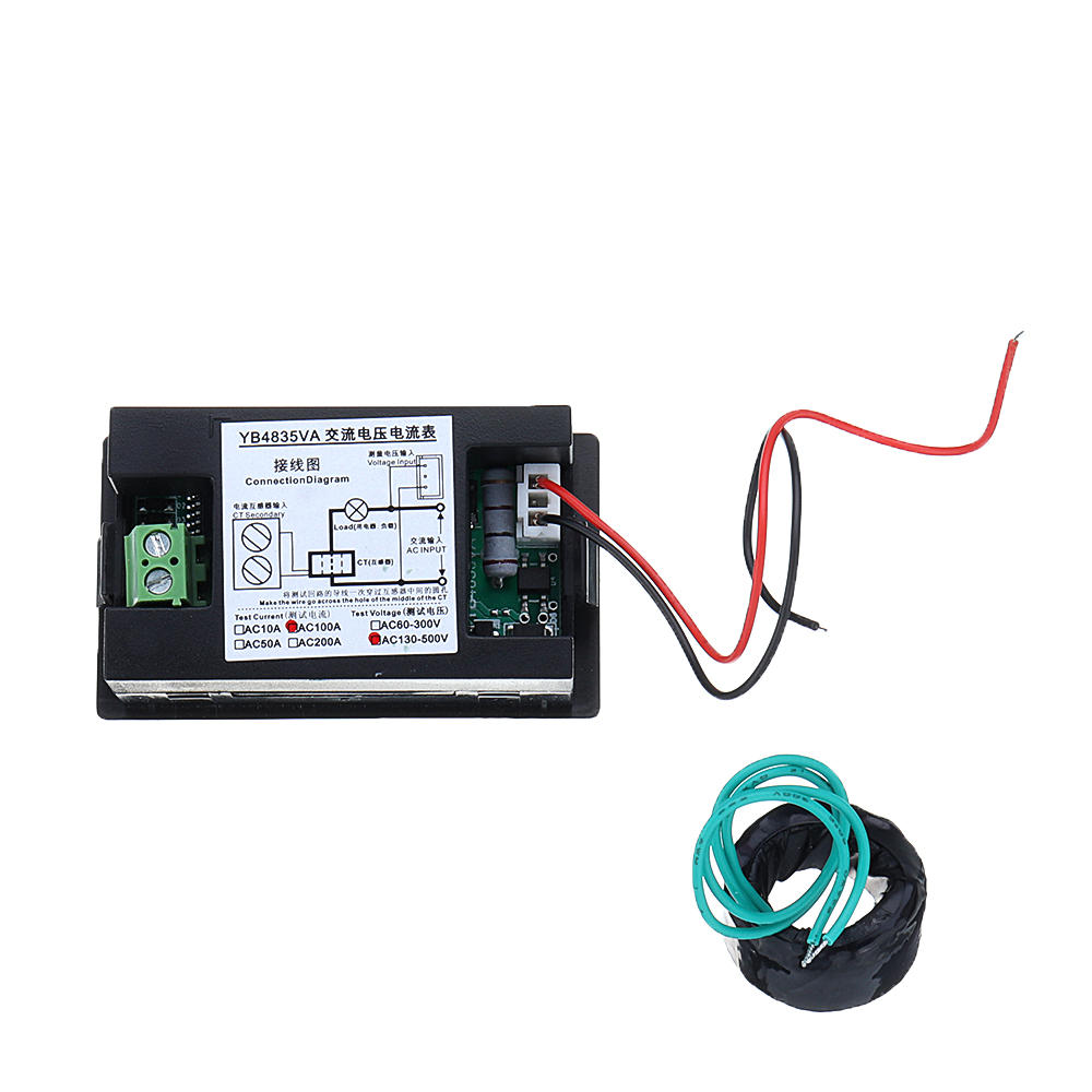 AC Three-phase 500V 100A LED Dual Display AC Voltmeter Current Meter Digital Display