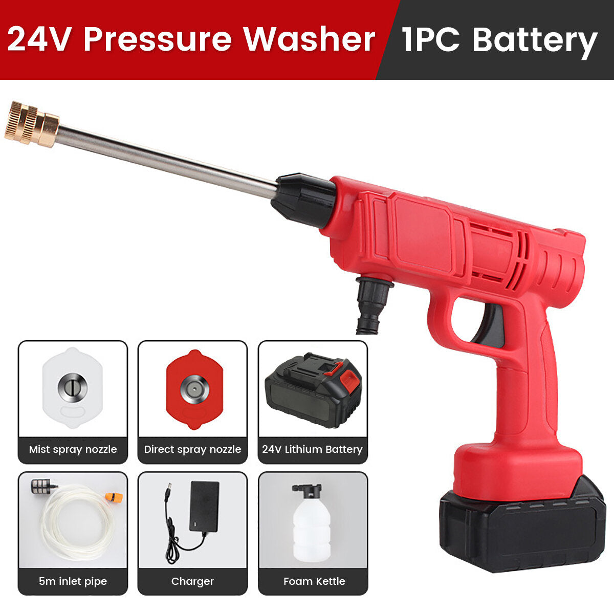 500W Portable Electric High Pressure Water Spray Guns Wireless Cleaner Car Washer
