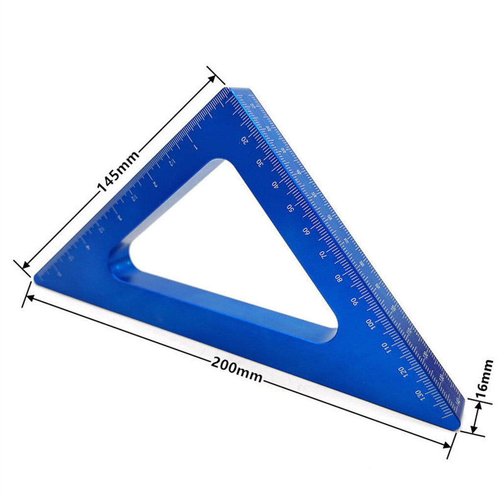 Aluminum Alloy Triangle Ruler - Laser-Engraved Scales, Compact & Portable, Anti-Rust, 45-Degree Angle, Red/Blue Options