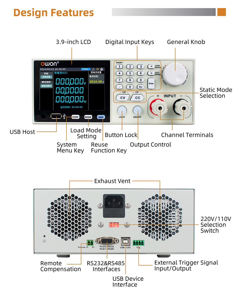 DC Electronic Load High Precision Control 150V/300V/600V 40A 400W LCD Display Protection Modes