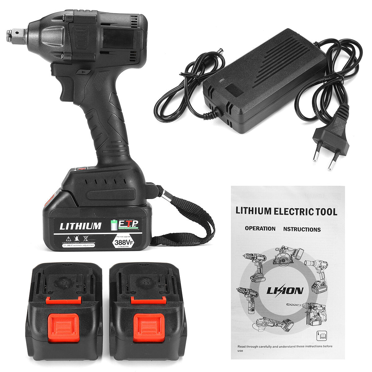 388VF 22890mAh Brushless Electric Wrench Cordless Impact Wrench Drill For 18V Makit Battery