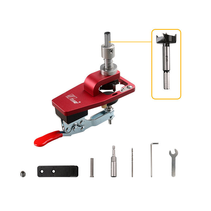 35mm Hinge Hole Opener - Durable Aluminum & Stainless Steel, Integrated Positioning, Easy to Use for Woodworking Projects