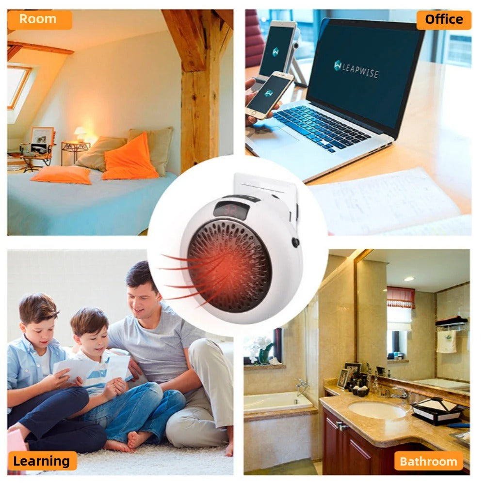 900W Mini Portable Electric Heater Fan - Wall Outlet Warm Air Blower for Home & Office