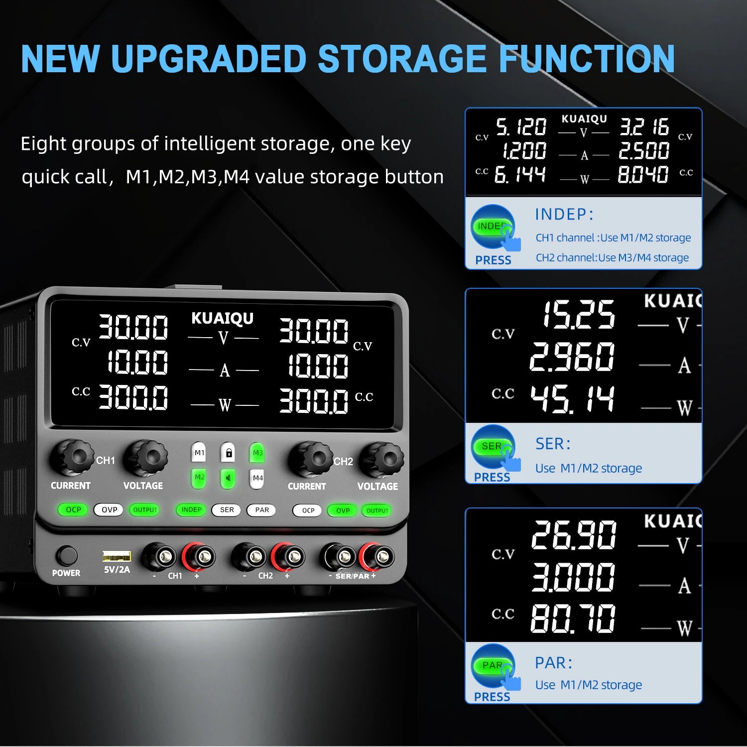 Dual Output Power Supply Adjustable Voltage 0-60V Current 0-20A High Precision OCP OVP Protection Lab Bench Power Supply