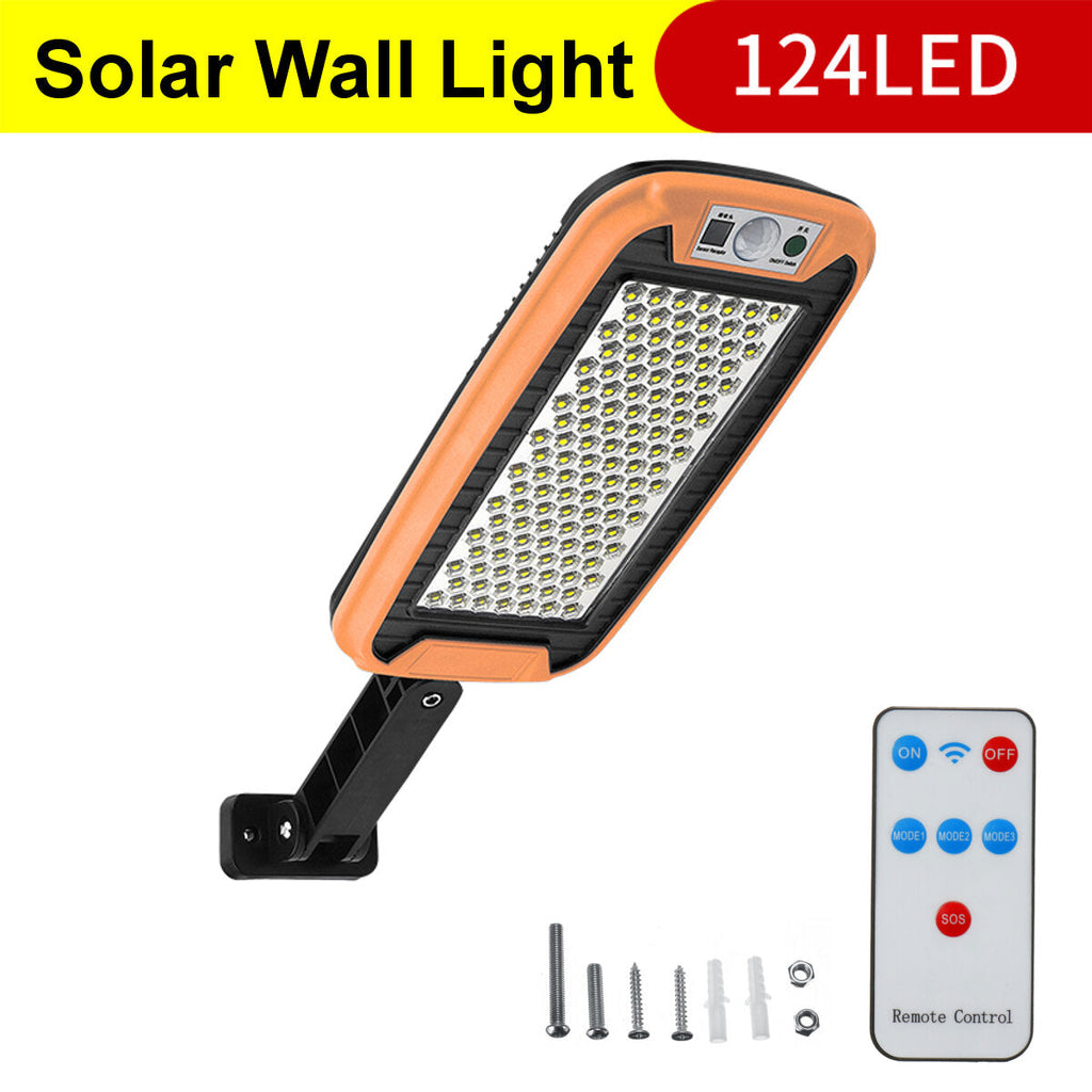 COB LED Solar Street Wall Light PIR Motion Sensor Dimmable Lamp Outdoor Garden