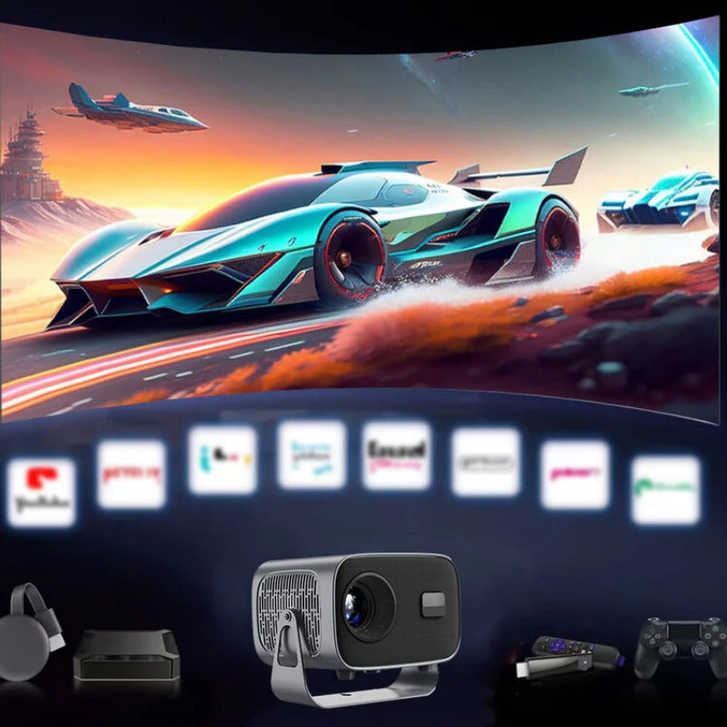 Mini LED Projector, Android 11.0, 1080P, Dual 5G WiFi, 390 ANSI Lumens, 160" Screen, Portable Outdoor Movie Theater