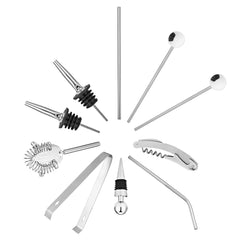 Cocktail Set Stainless Steel Cocktail Shaker Set 14 Piece with Better Bamboo Stand