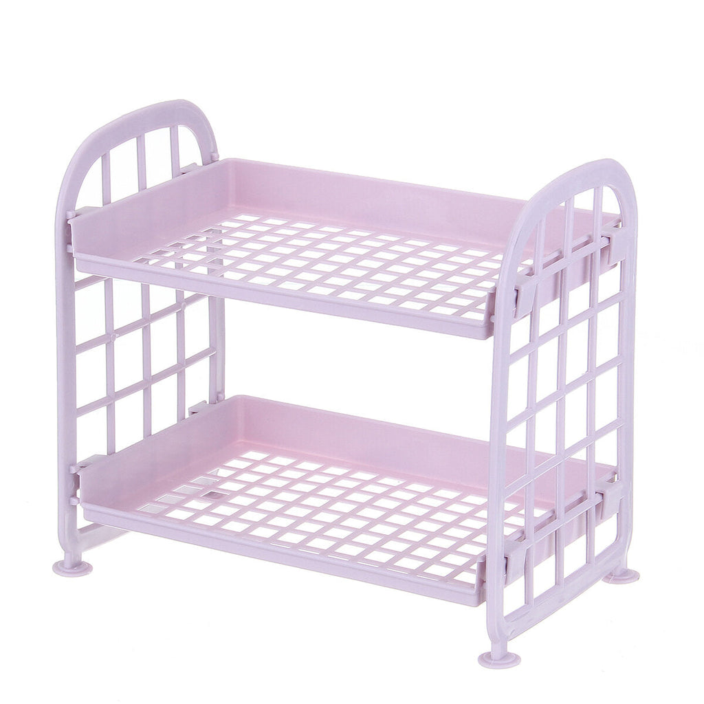 Double-layer Hollow Rack Multi-functional Plastic Shelf Desktop Organizer Bathroom Kitchen Storage Rack Holder Shelf