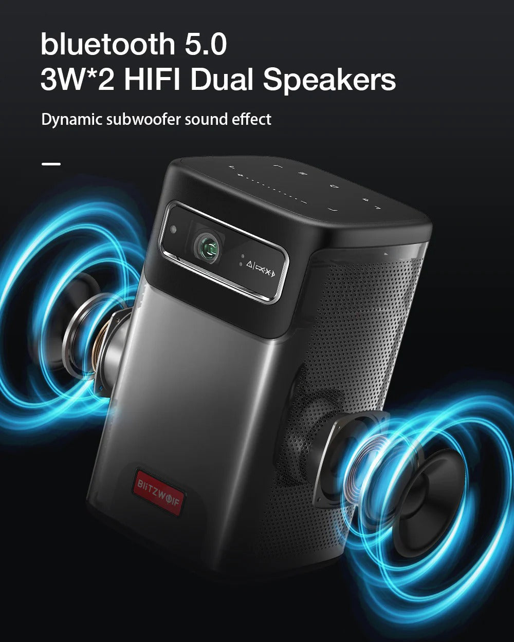 DLP Mini Projector with WIFI6, Android TV, Bluetooth 5.0, Auto Focus, Keystone Correction, Built-in Battery for Outdoor Movies