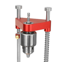 Adjustable Aluminum Alloy Woodworking Drill Locator with Extension Rods, Flip Stops & Wrench for Precision Drilling