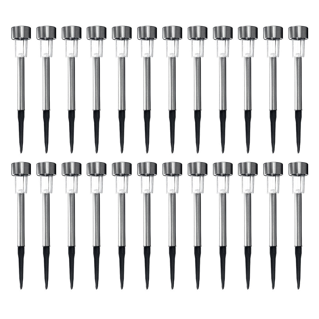 24PCS LED Solar Lawn Path Light Stainless Steel Waterproof Garden Landscape Lamp for Home Street Decor