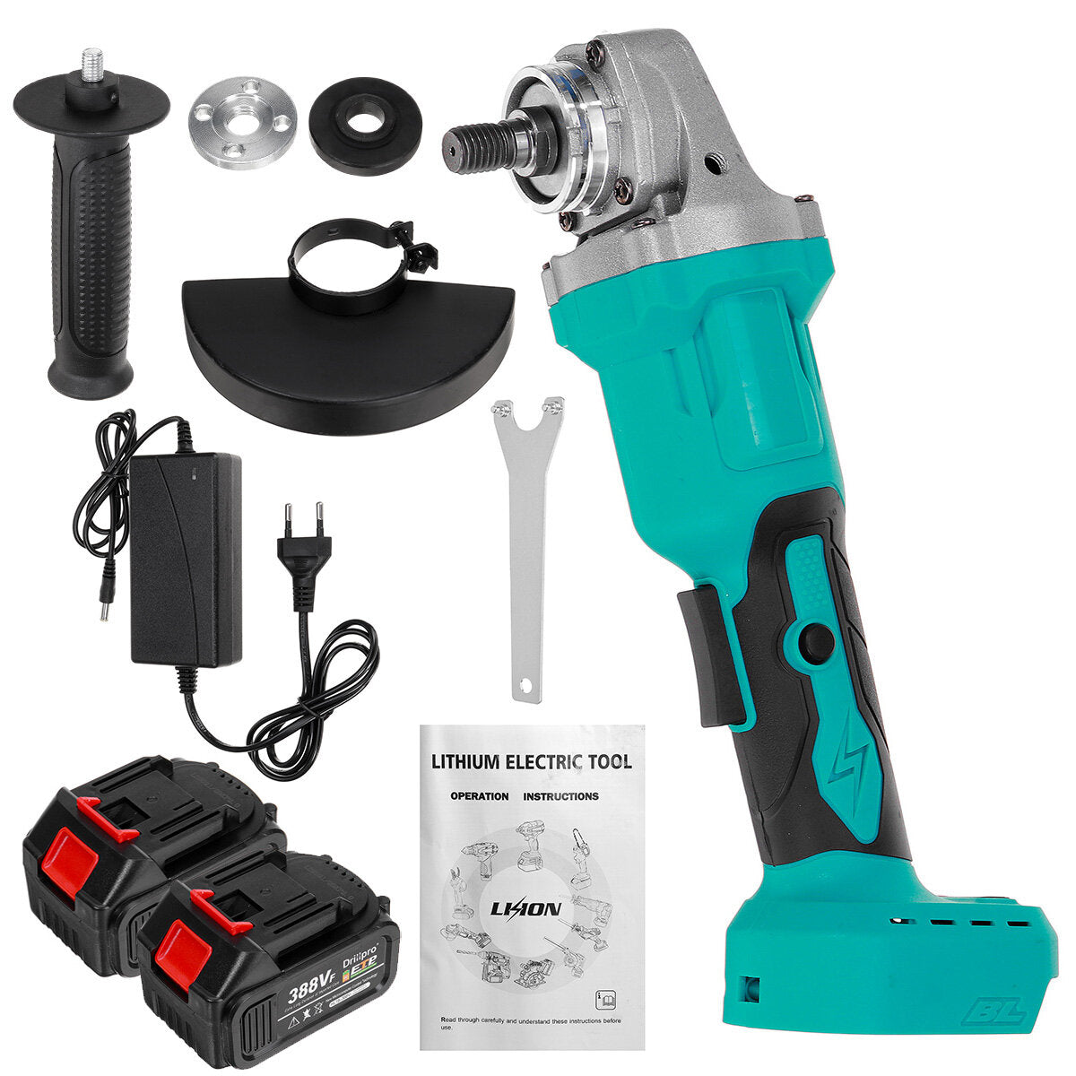 388Vf Brushless Lithium Electric Angle Grinder Multifunctional Polishing Machine High Power Cutting Machine Grinder Angle Grinder