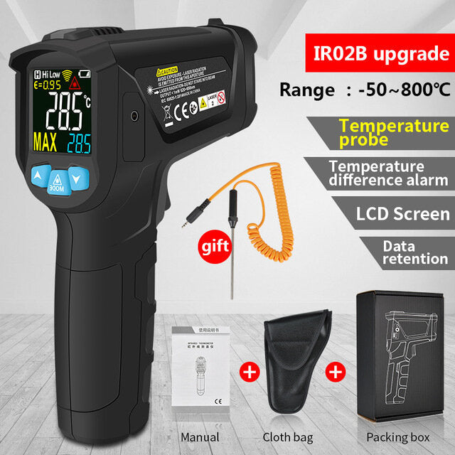 IR02 -50~800 Degree Digital Thermometer Humidity Meter Infrared Thermometer Hygrometer Temperature Humidity Meter Pyrometer