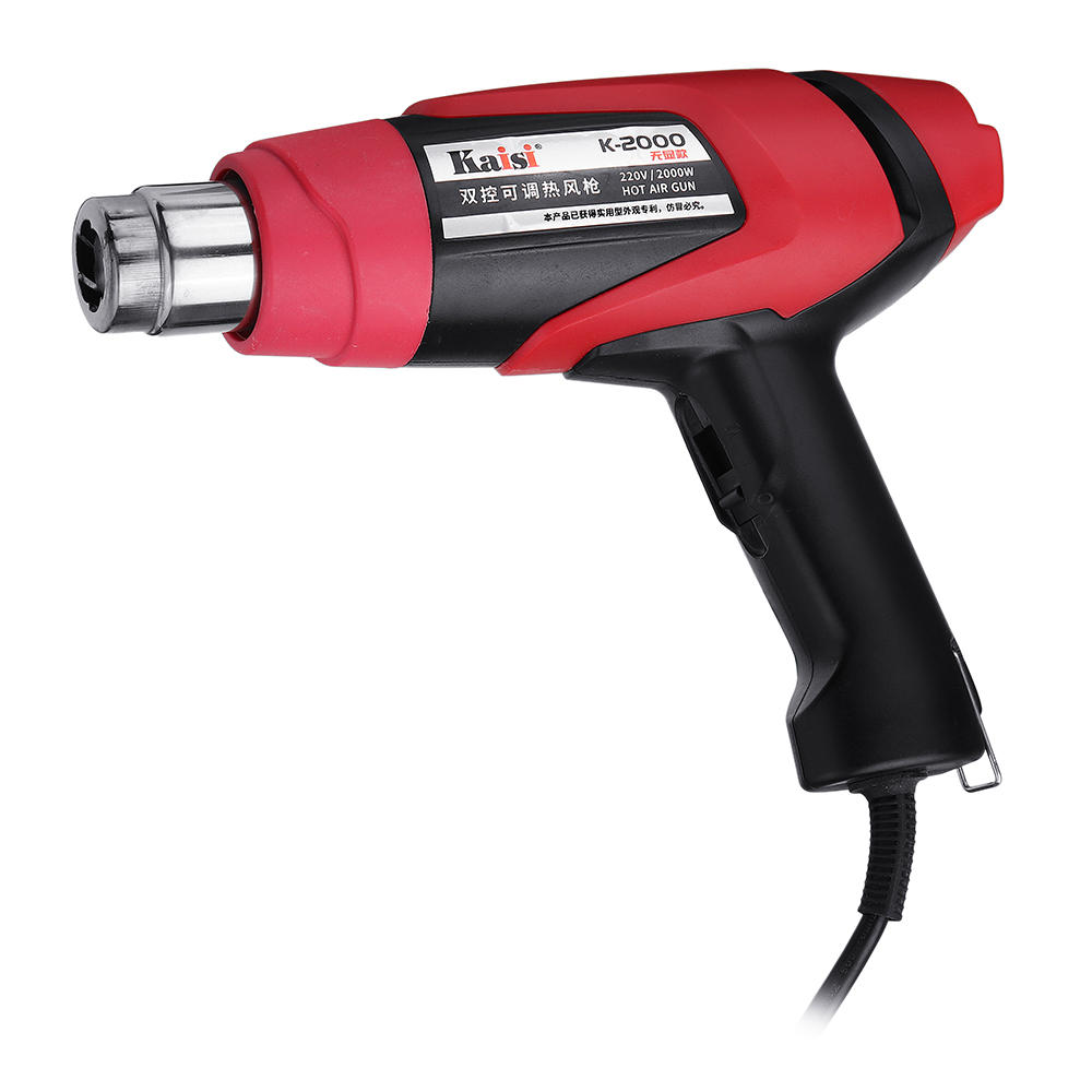 220V 2000W Variable Temperatures Electric Hot Air Shrink Wrapping Thermal Power Tool with 3Pcs Nozzle