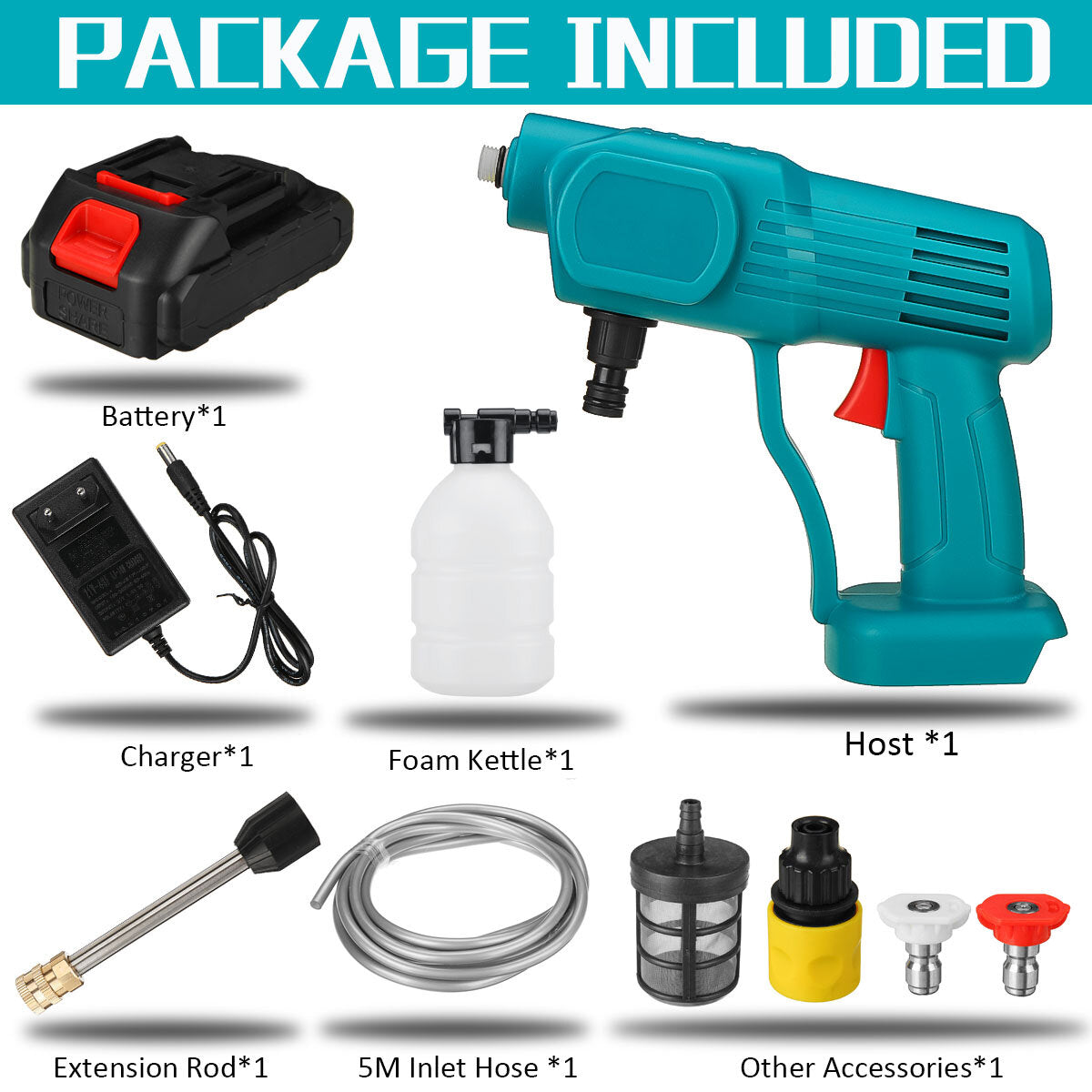 High Pressure Cordless Washer Spray washer Water Cleaner For Makiita 18V Battery