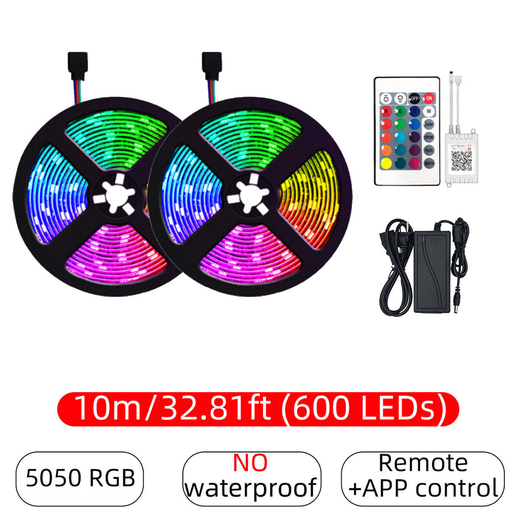 10/15M 300/450/600 LEDs 5050RGB LED Light Strip 24-Key Remote&APP Control Smart Strip Christmas Decorations Clearance Christmas Lights