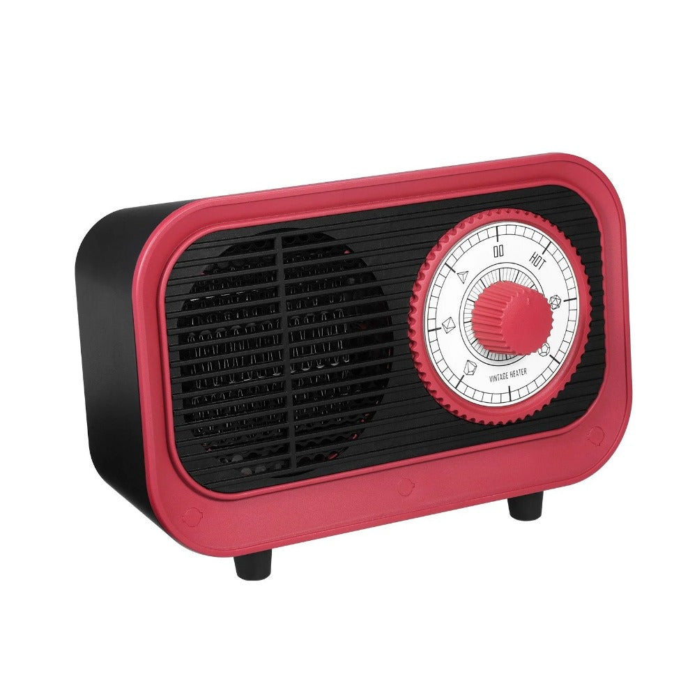 Retro Style Electric Space Heater - Mini Indoor Fan, Quiet Ceramic Heating, Overheat Protection, 250V for Bedroom/Office