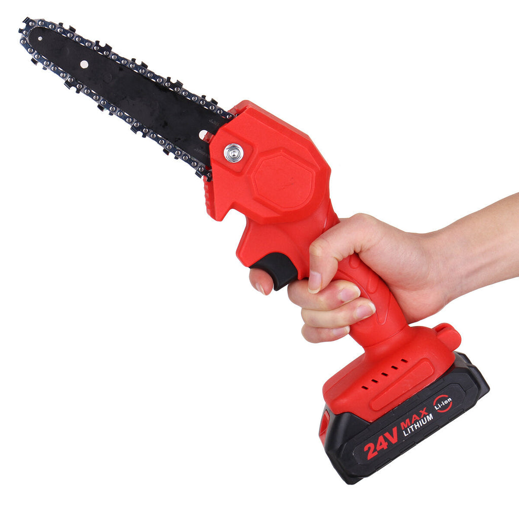 24V Cordless Electric Chain Saws 6Inch Protable Chainsaw For Tree Branch Wood Cutting Tool