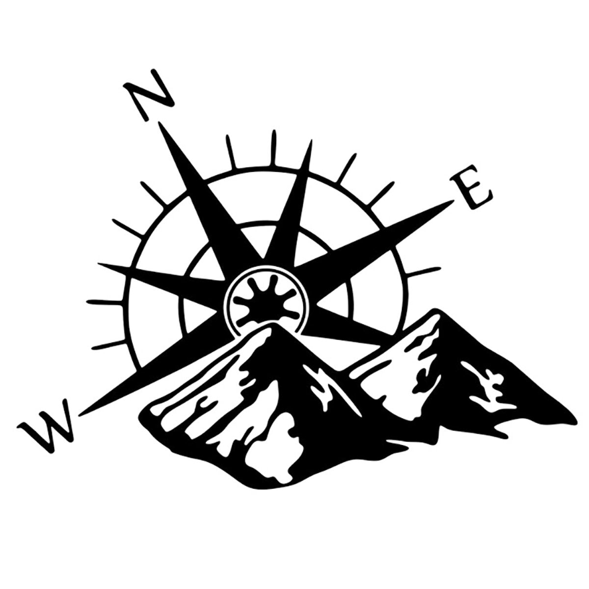 Car Sticker Decal Compass & Mountain 60x45cm For Camper Van Motorhome Car