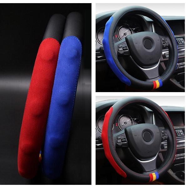 Universal 38cm Car Leather Car Steel Ring Wheel Cover Multicolours