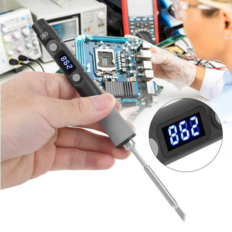 60W Digital Soldering Iron Station DC12-24V Type-C Interface 100-400 Adjustable Temperature