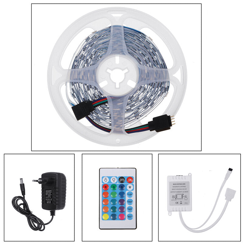 RGB LED Light Strip with 24/44Key Remote Controller 5050 SMD Cuttable Linkable Christmas Decorations Clearance Christmas Lights
