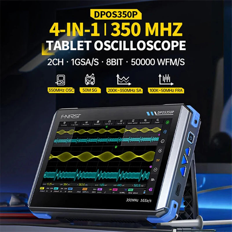 4-IN-1 350MHz 1GSPS Tablet Oscilloscope Signal Generator Spectrum Analyzer Frequency Response Analyzer