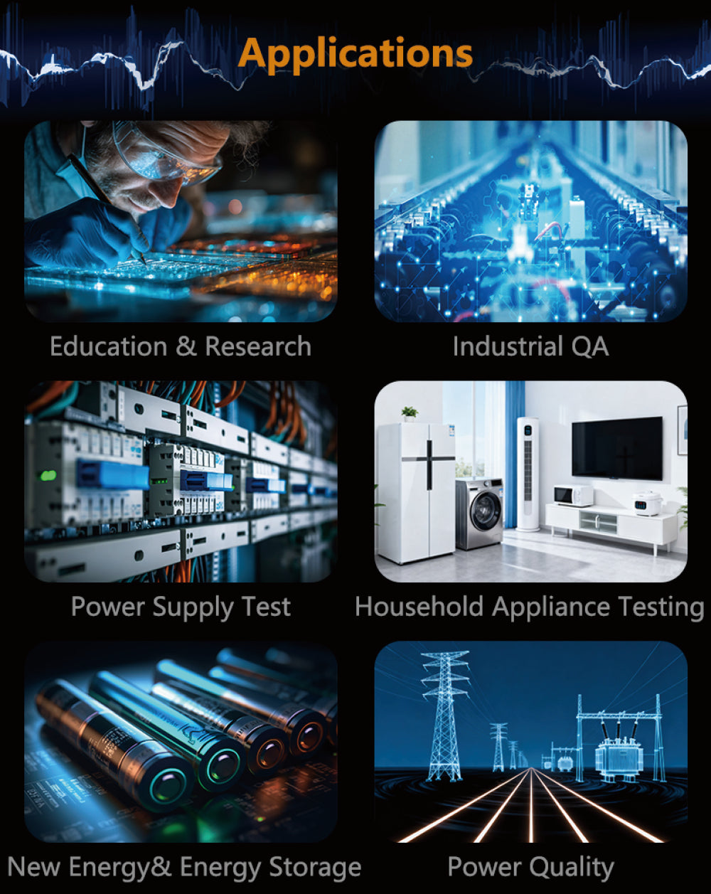 High Precision Power Meter 10 Channels Measurement Energy Monitoring 3.96 Inch TFT LCD RS232 Portable Professional Energy Analyzer
