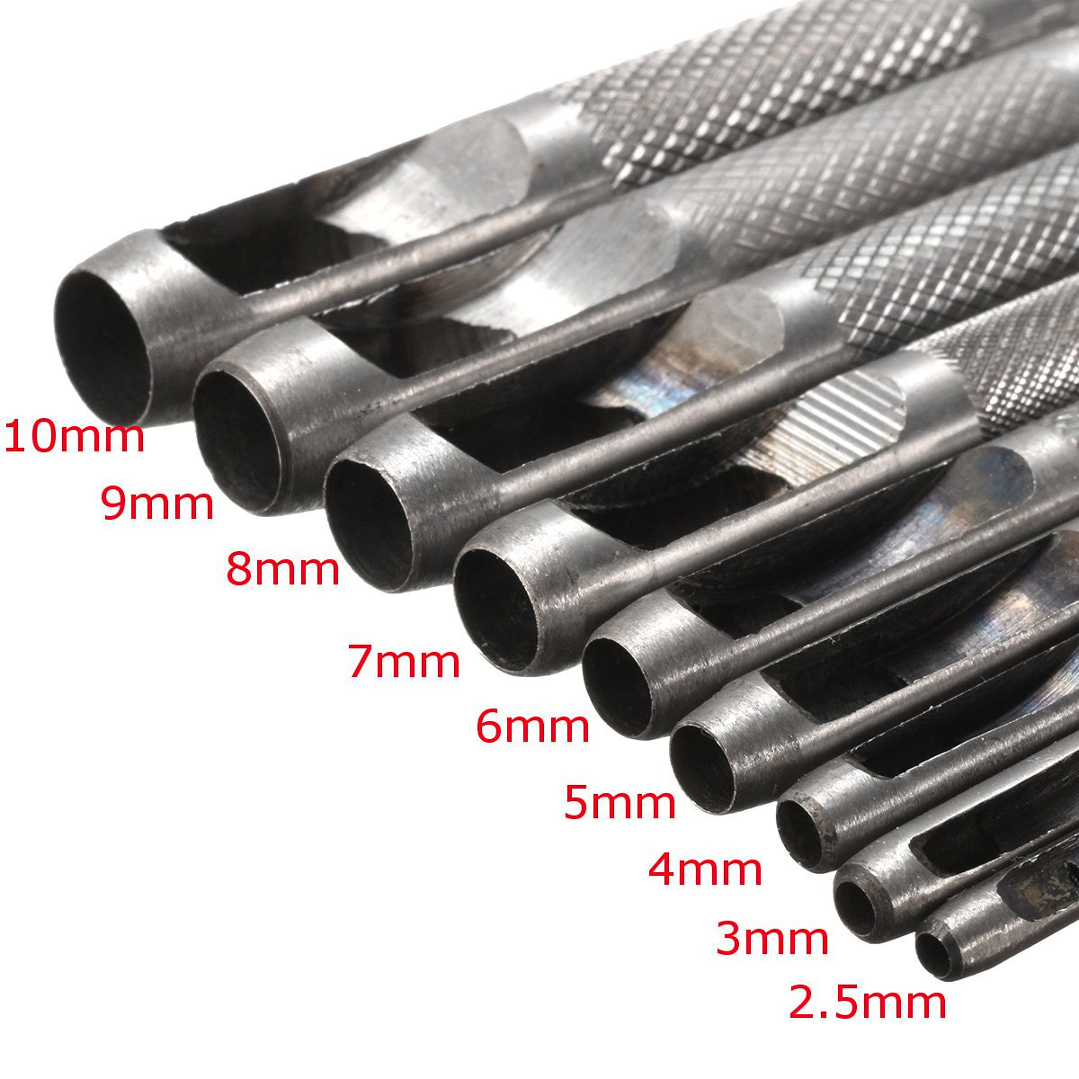 9Pcs 90mm Carbon Steel 9-Shaped Hole Punch Craft Leather DIY Tool