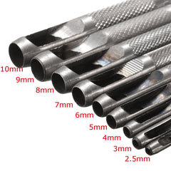 9Pcs 90mm Carbon Steel 9-Shaped Hole Punch Craft Leather DIY Tool
