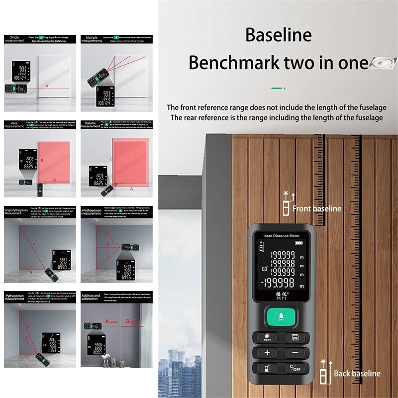 70M/120M Laser Distance Meter Digital Laser Rangefinder Angle Range Finder Laser Tape Measure Tool