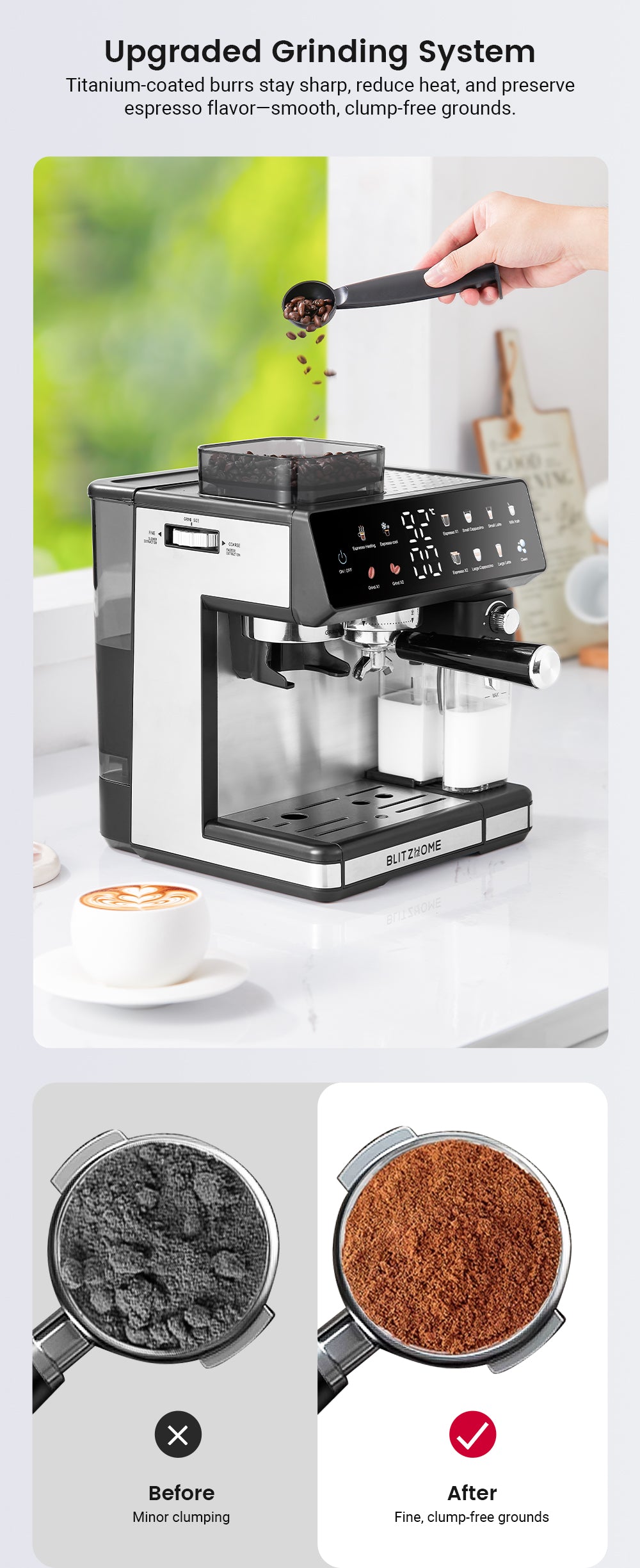 All-in-One Espresso Coffee Machine with Built-in Grinder Dual Boiler, Automatic Milk Frother Hot & Cold Brew Touch Screen