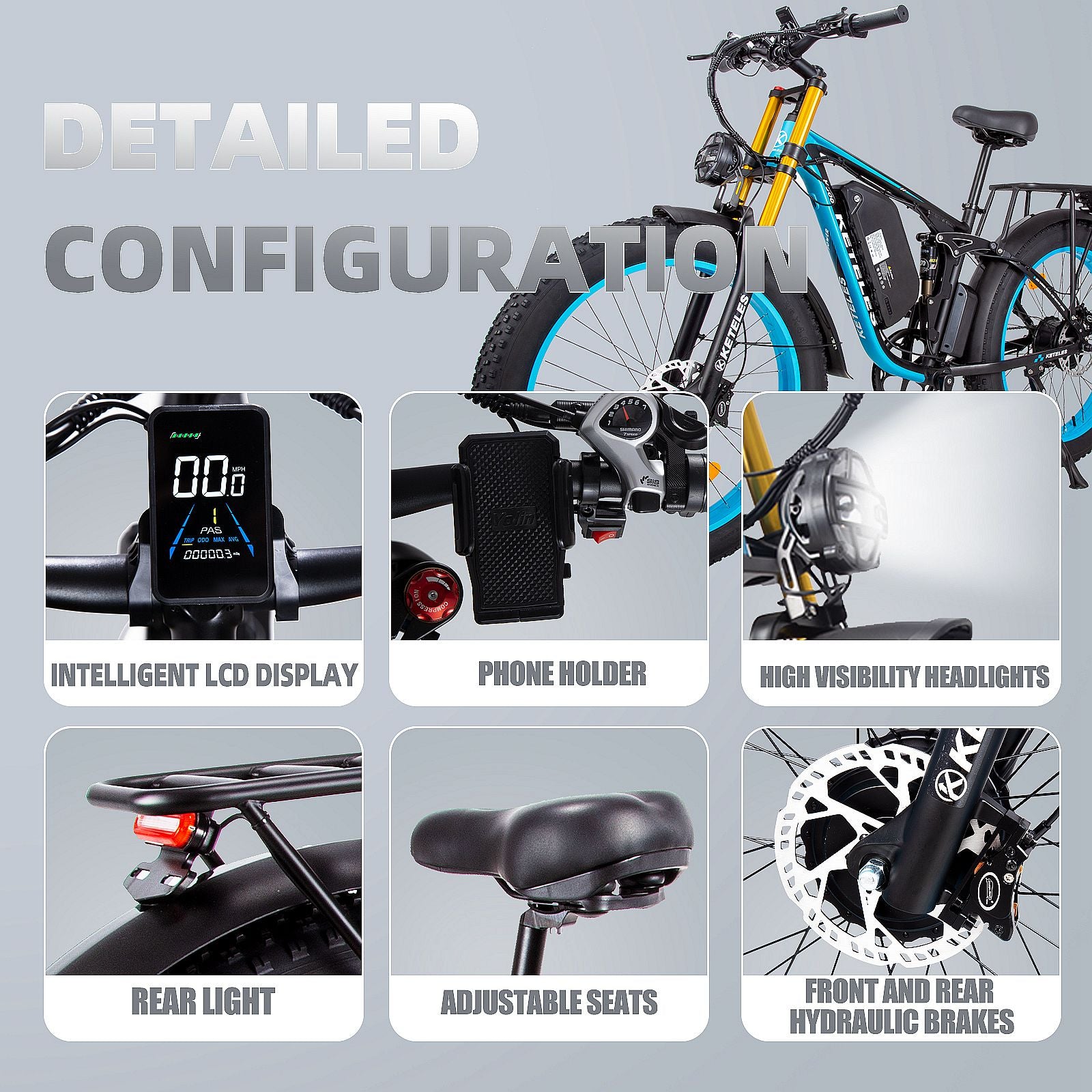 Electric Bike 48V 23Ah Battery Dual 1000W Motor 25KM/H Fat Tire 26x4.0 Inch 60KM Range 180KG Load Capacity Mountain Ebike