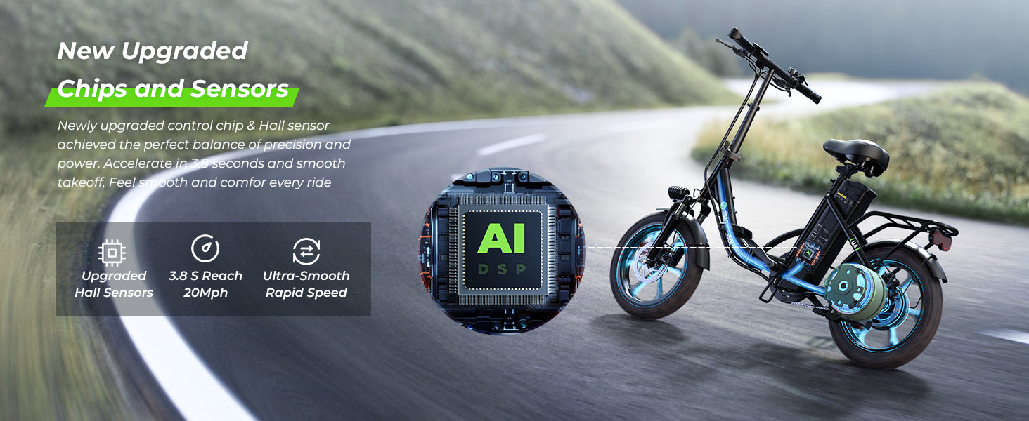 Electric Bike 36V 10.4AH 250W(Peak 500W) Motor Recommended Top Speed 25KM/H 16inch Tire 55-88KM Max Mileage 120KG Max Load