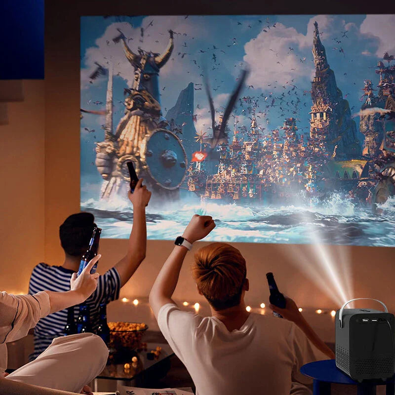 Smart 4K Portable LED Projector, 1080P, Wifi, Remote, Electronic Focus, Keystone Correction, Built-in Speaker, Home Theater