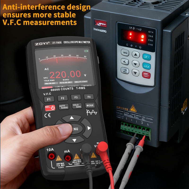 Handheld Oscilloscope Multimeter 3-In-1 Dual Channel 50MHz 280MSa/s 66000 Counts Signal Generator IPS Display