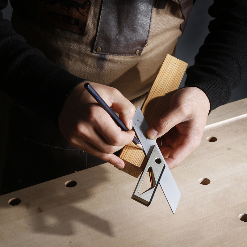 45° Angle Ruler - High Precision Stainless Steel with Aluminum Handle, Marking Knife, 3 Models for Woodworking