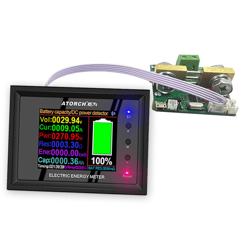 1000V/0~1000A DT24P Digital Display DC Power Supply Voltmeter Ammeter Battery Capacity Tester Battery Fuel Gauge Meter