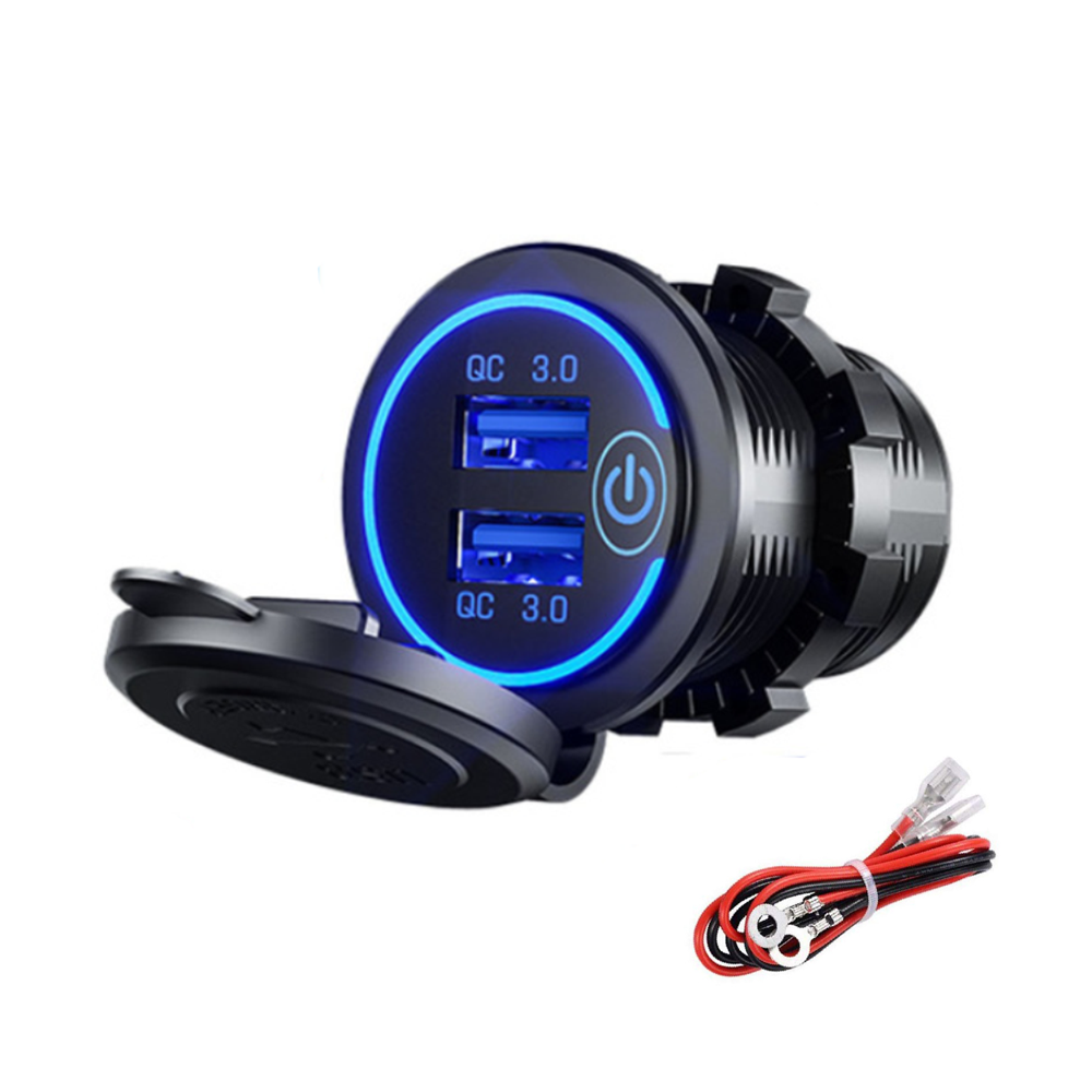 12-24V Touch Switch Fast Charger Socket Voltmeter Dual USB LED Digital Display Voltage
