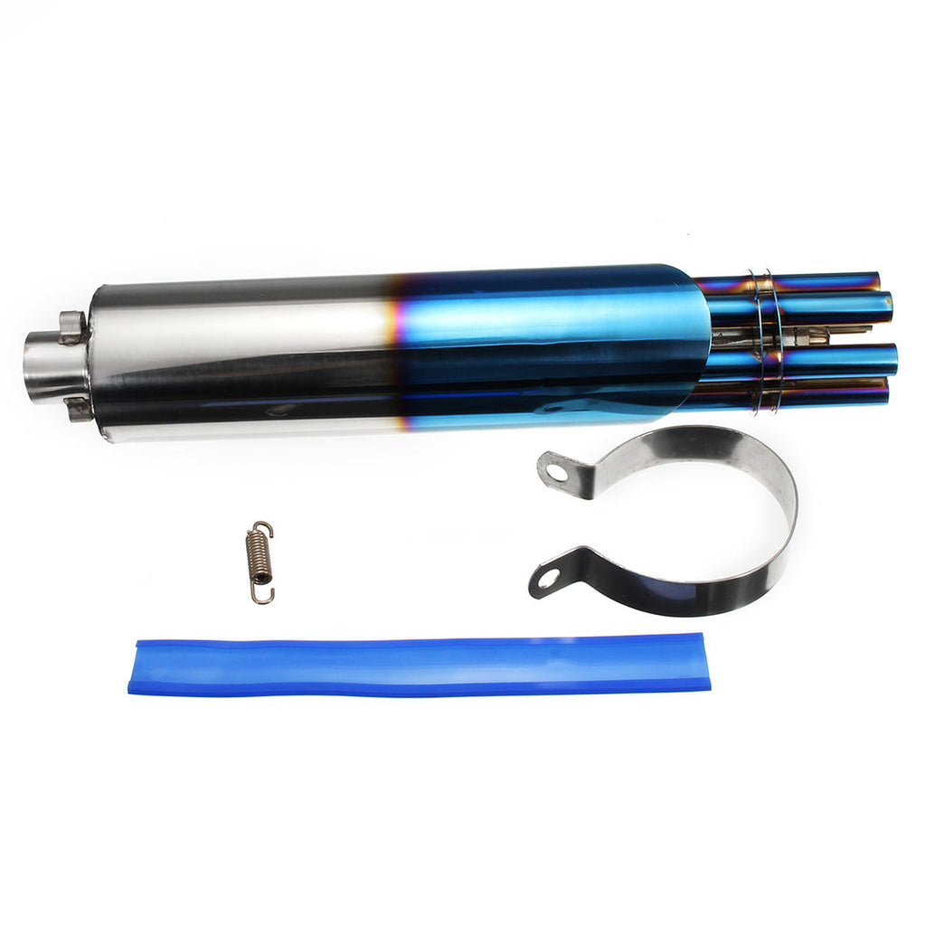 32mm Motorcycle Exhaust Muffler Machine Rotating Vent Pipe Blue Stainless Steel